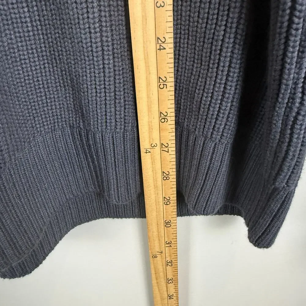 Duluth Trading Co Sweater Mens Large Blue Knit Ribbed Brigadier Button Mock Neck